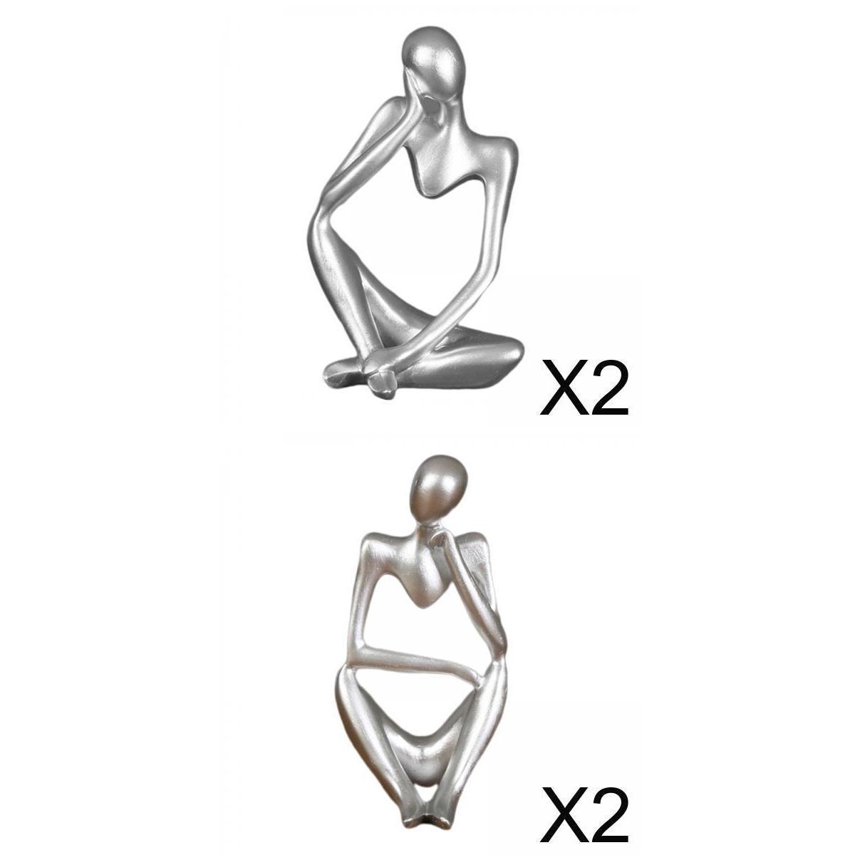 4pcs Resin Thinker Sculpture Figurine Statue for Tabletop Decoration