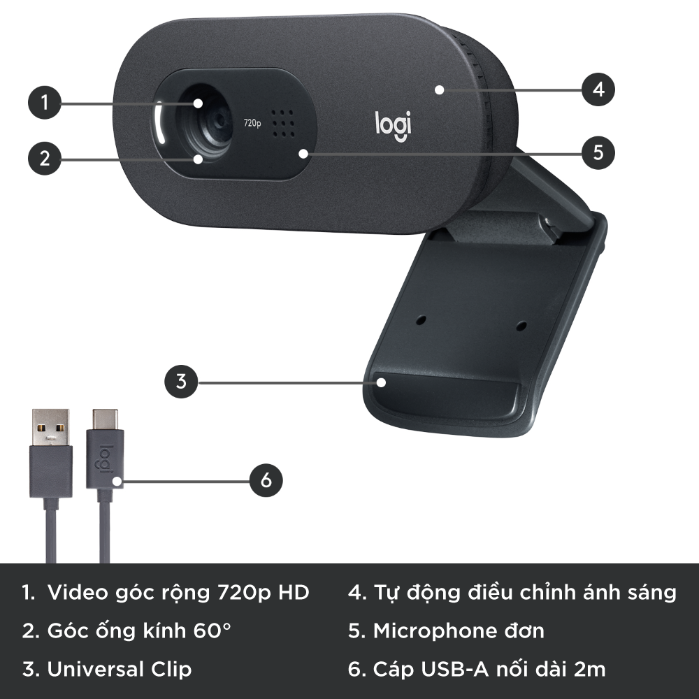 Webcam Logitech C505 720p HD 30FPS - Hàng chính hãng