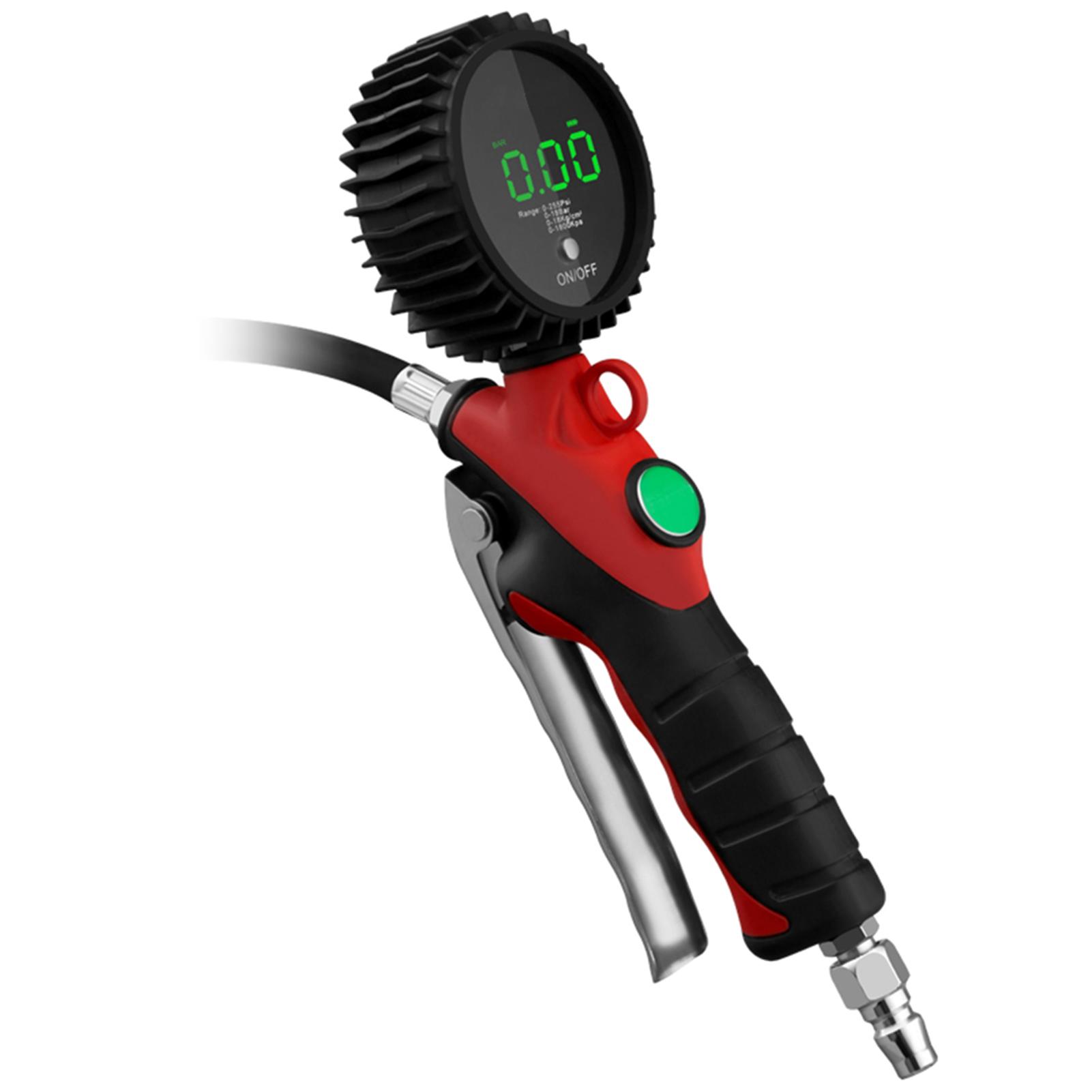 High Accuracy LED Backlight Display Tire Inflating Gauge Digital Display Tyre Inflatable Gun Tire Inflator with LED Digital Pressure Gauge 18bar Pressure Limited