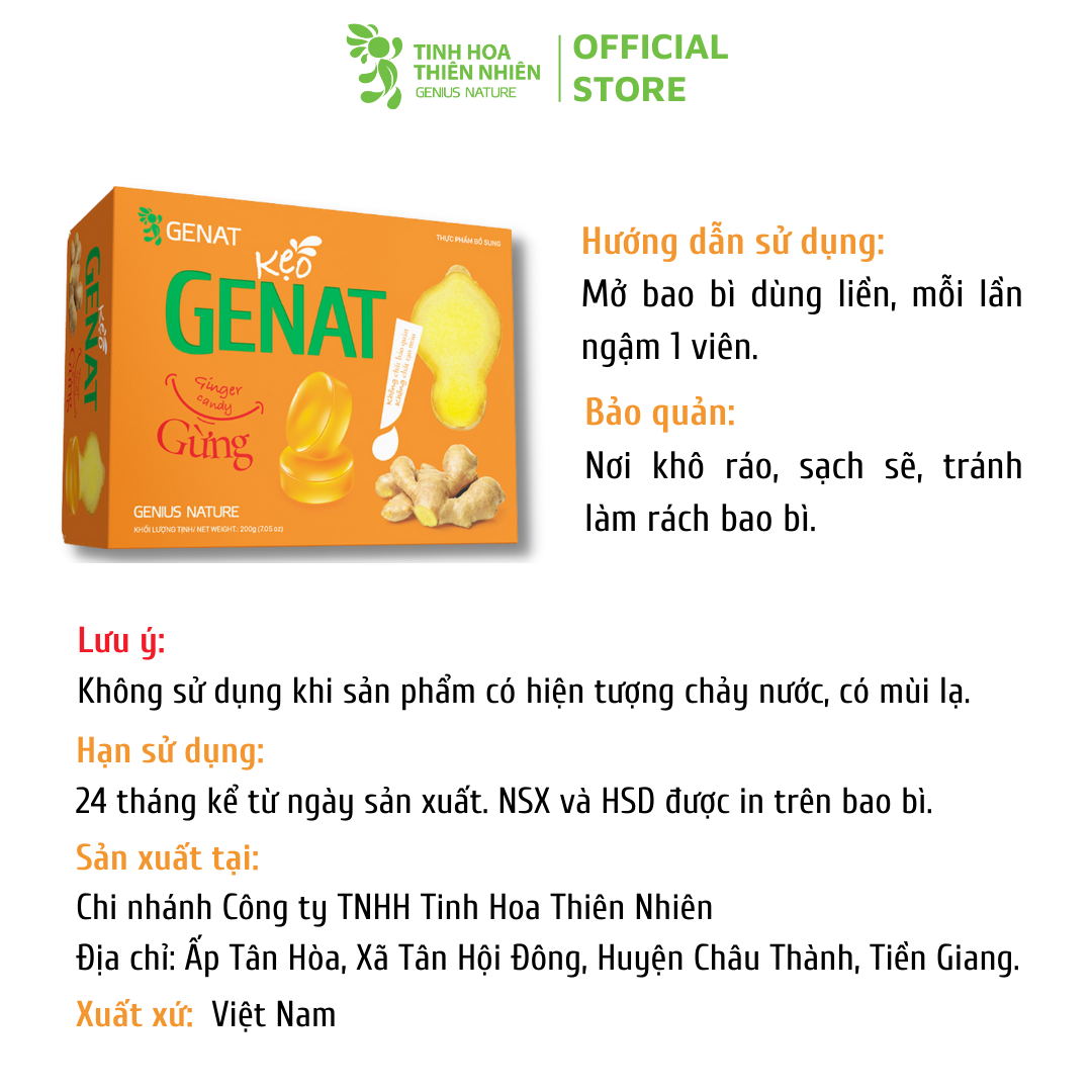 Combo 3 sản phẩm - Kẹo thảo mộc Gezcol, Genat Gừng, chanh sả - Genat - Tinh Hoa Thiên Nhiên