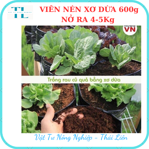 Đất nén hữu cơ, Viên nén xơ dừa 650gr, mụn xơ dừa viên lớn đã qua xử lý, nở gấp 5 lần, trồng rau, trộn giá thể trồng cây