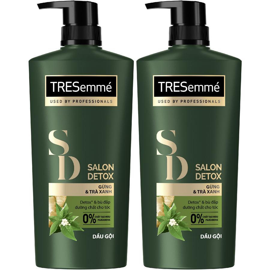 Combo 2 Dầu Gội Tresemmé Salon Detox Gừng Và Trà Xanh Detox Tóc Chắc Khỏe 640Gr