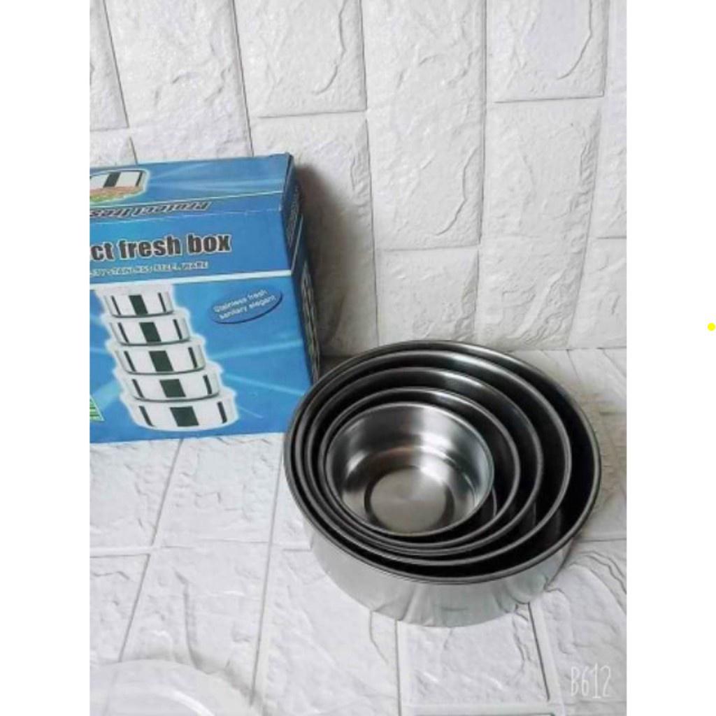 Bộ thố lạnh inox 5 món, sét 5 bát inox có nắp đậy