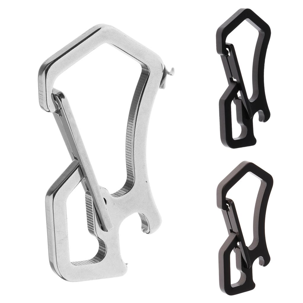 Anti Lost Keychain Carabiner Buckle Clip Keyring Bottle Opener Tools Silver