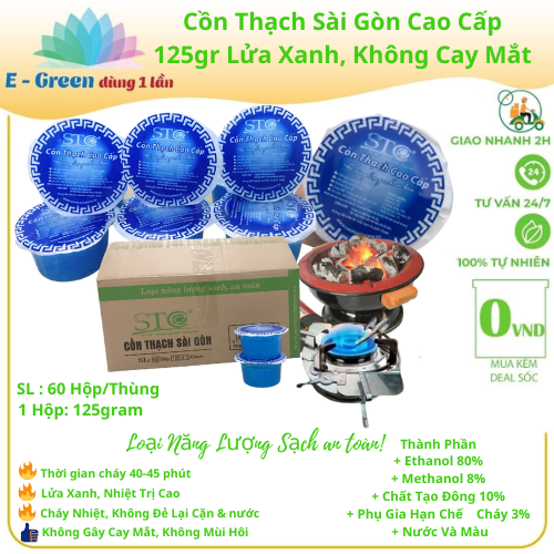 Cồn Thạch Sài Gòn Nhóm Bếp Cồn Bếp Than, Lửa Xanh - Không Cay Mắt - Không Mùi, Cồn Thạch Sài Gòn Cao Cấp