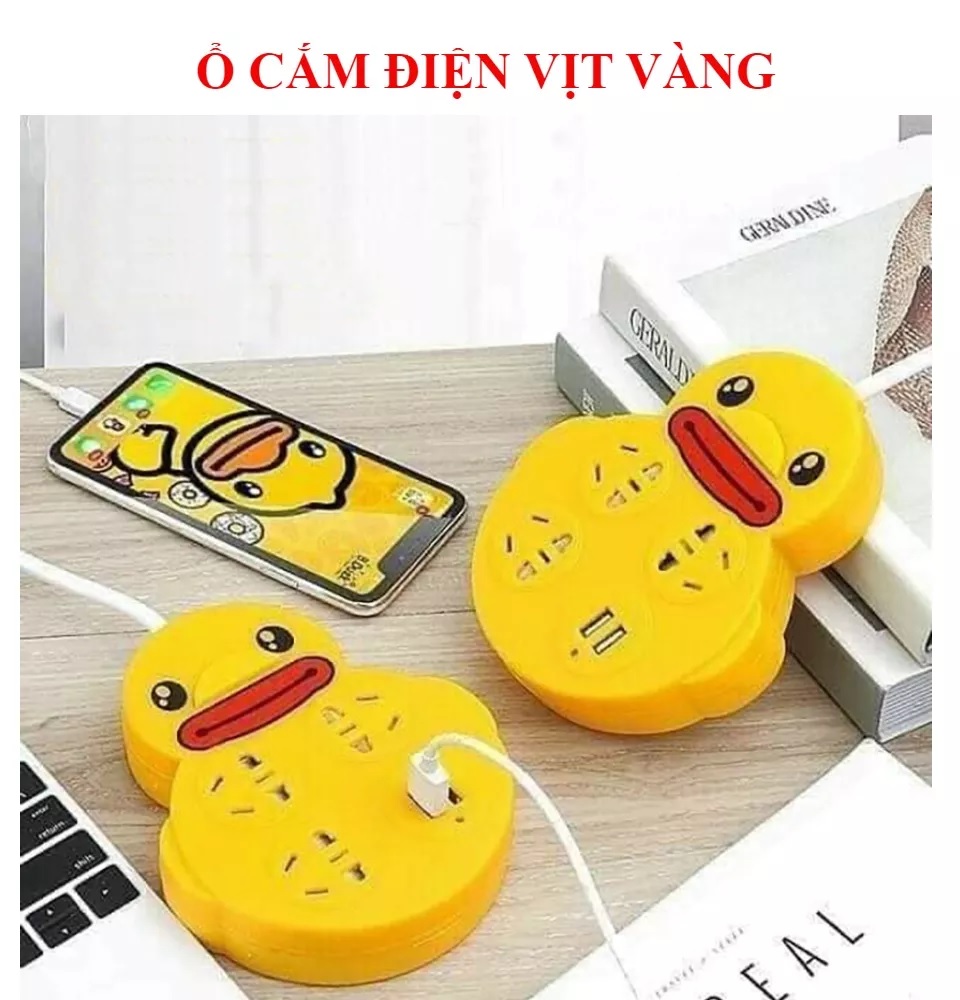 Ổ Cắm Điện Đa Năng Hình Vịt Kèm 2 Cổng Cắm USB
