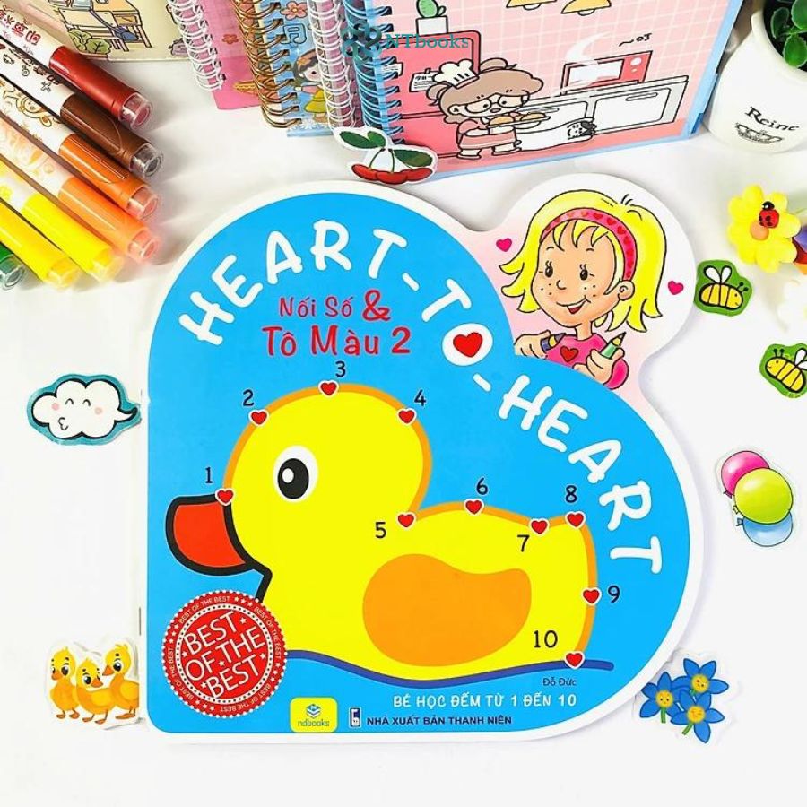 Combo 4 cuốn Sách Nối Số Tô Màu - Bé học đếm từ 1 đến 10 Heart to hear