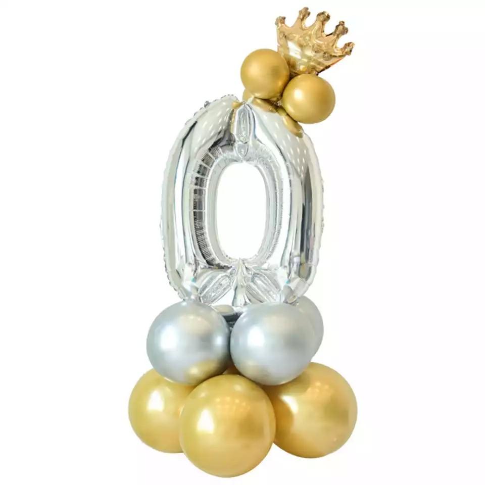 Bóng Bay Hình Chữ Số Tuổi Kèm Vương Miện Và Bóng Bay Trang Trí Sinh Nhật Cho Bé QB984 Bóng Bay Tráng Nhôm