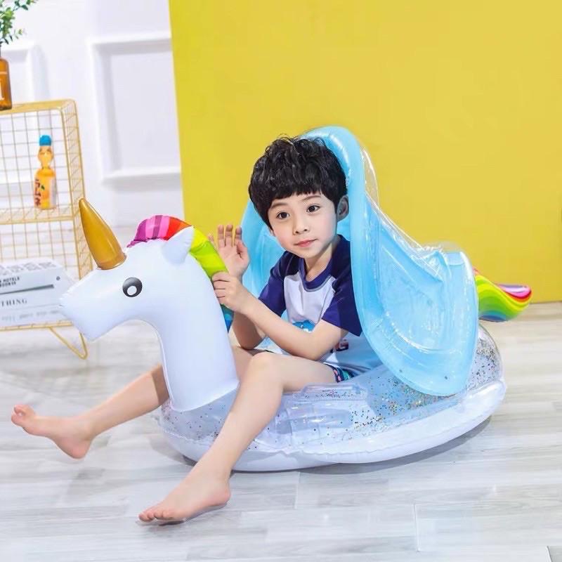 Phao bơi trẻ em có đáy chống lật và mái che hình ngựa pony/ thiên nga siêu xinh