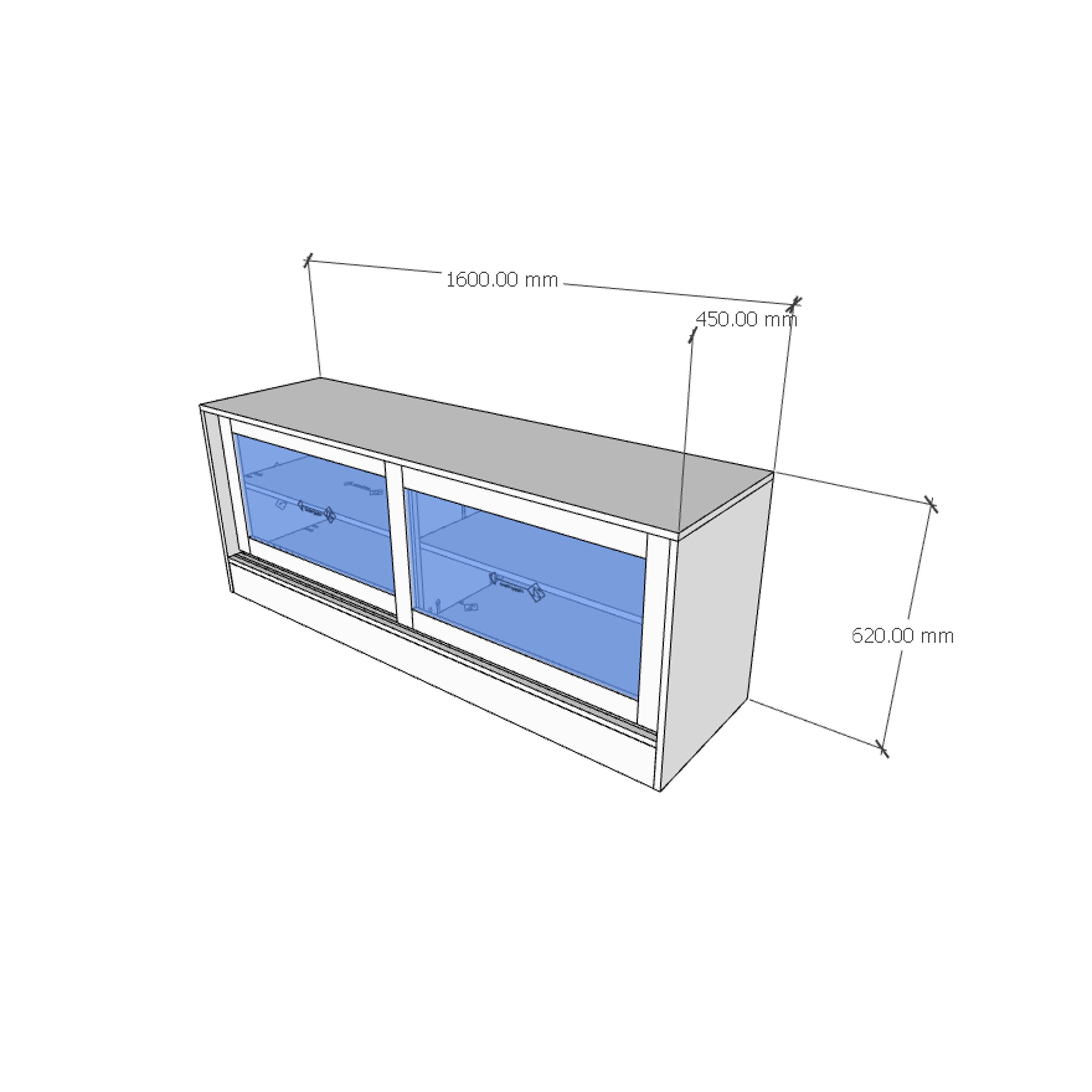 SCANDINA, Tủ đựng đồ cửa kính - 2 cánh lùa, 160cm x 45cm x 62cm , TCL_028