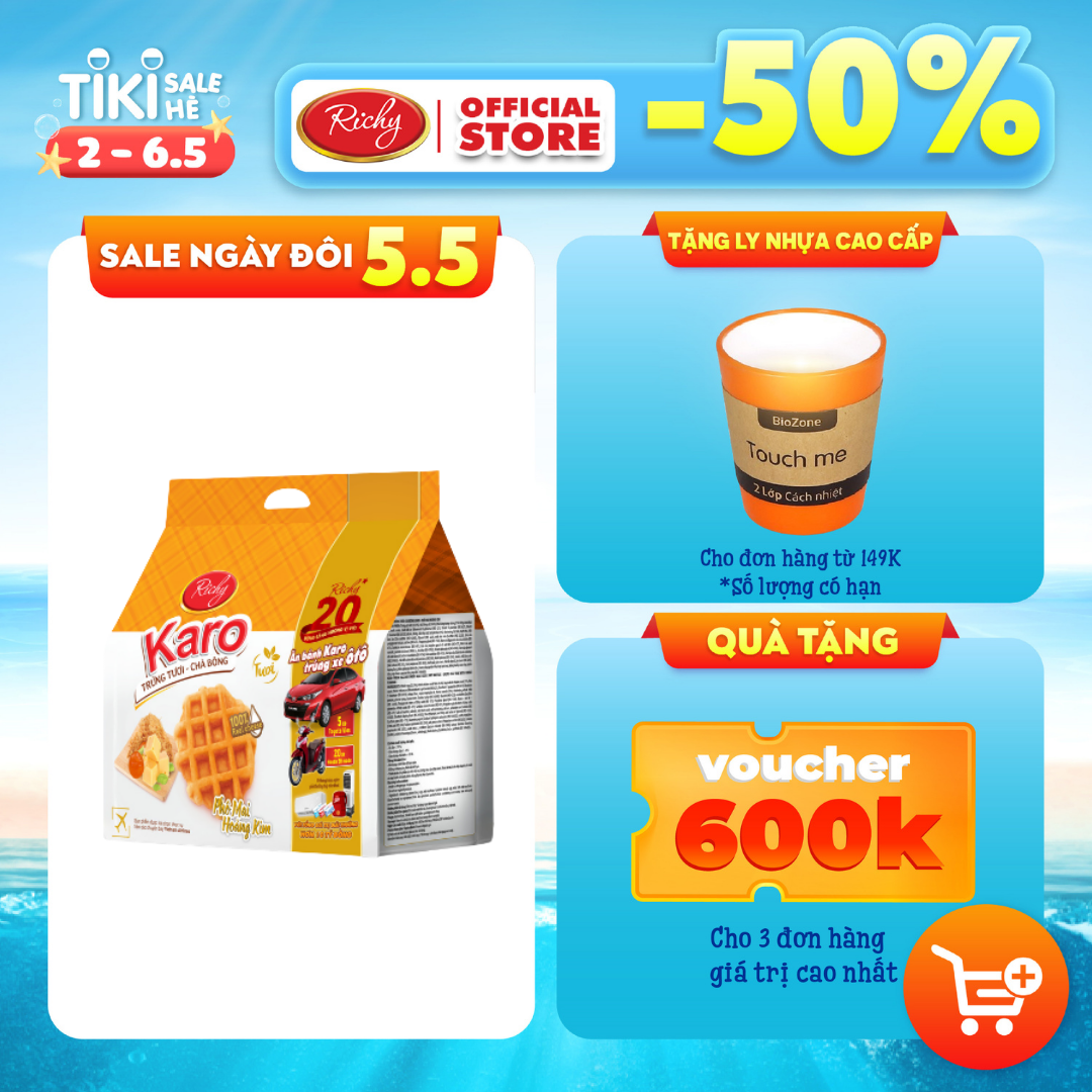 [BÁNH TƯƠI - HSD 45 NGÀY] Bánh Karo Hoàng Kim bịch 6 chiếc ( 26g/chiếc)