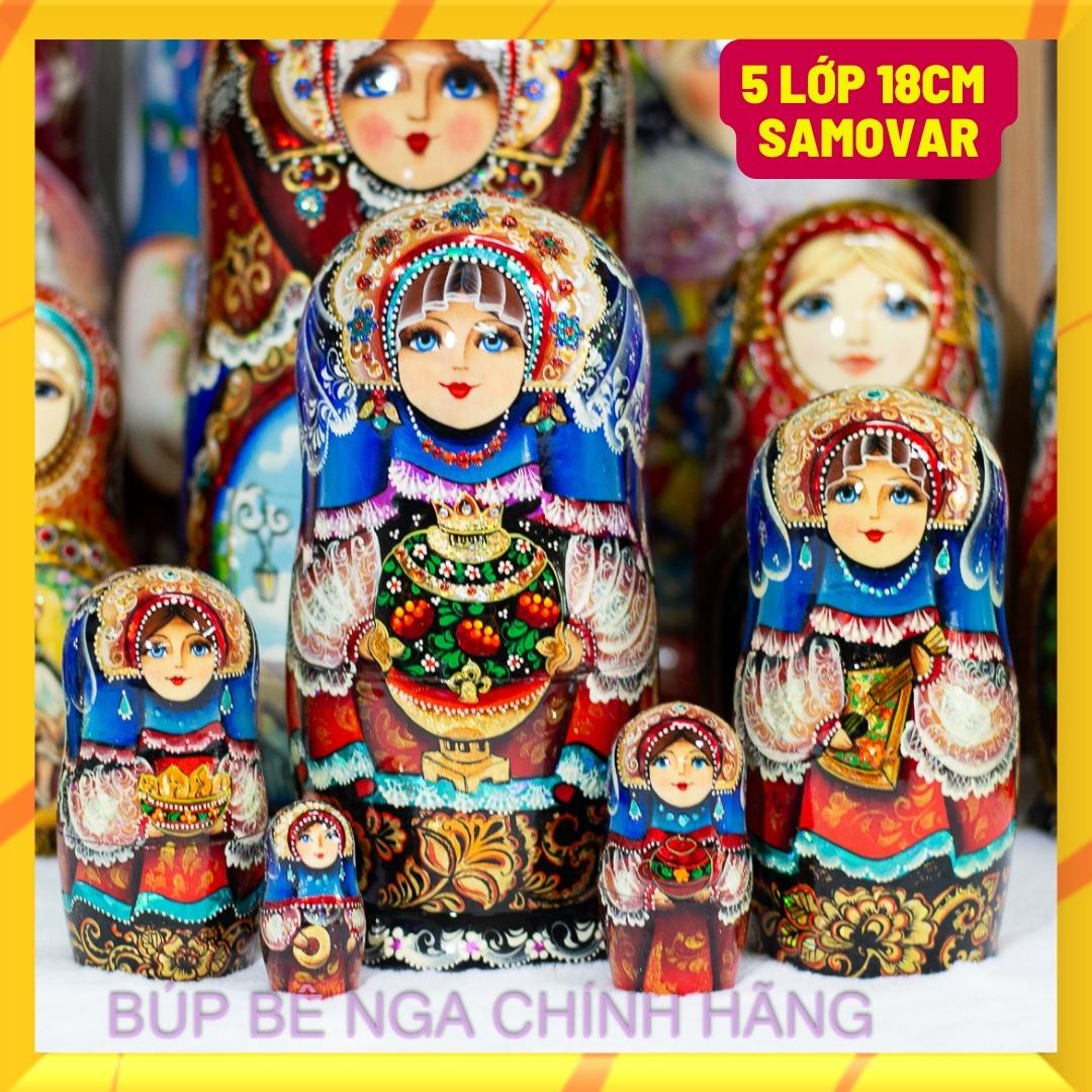 BỘ BÚP BÊ NGA MATRYOSHKA 5 LỚP 20CM CAO CẤP HOA VĂN "CÔNG CHÚA ÔM SAMOVAR" CỰC ĐẸP, TINH TẾ VÀ SANG TRỌNG