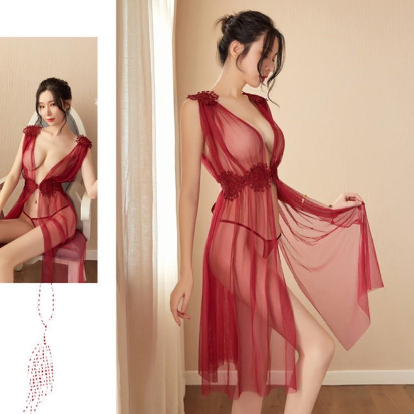 Áo choàng lụa phối ren hàng nhập cao cấp