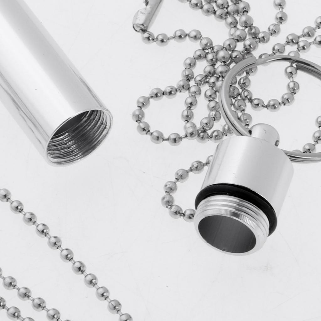 2Pcs Pill Box Aluminum Outdoor Waterproof Pendant Capsule Sealed Bottle 5cm
