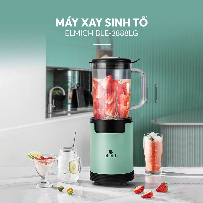 Máy xay sinh tố Elmich BLE3888 1000W - Hàng chính hãng (Xanh nhạt, xanh đậm, Hồng phấn, Vàng kem)