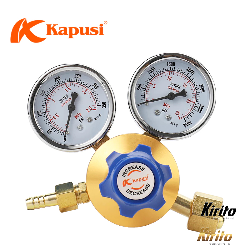 Đồng hồ ga điều áp khí oxy KAPUSI Nhật Bản, van giảm áp, áp suất 15Mpa