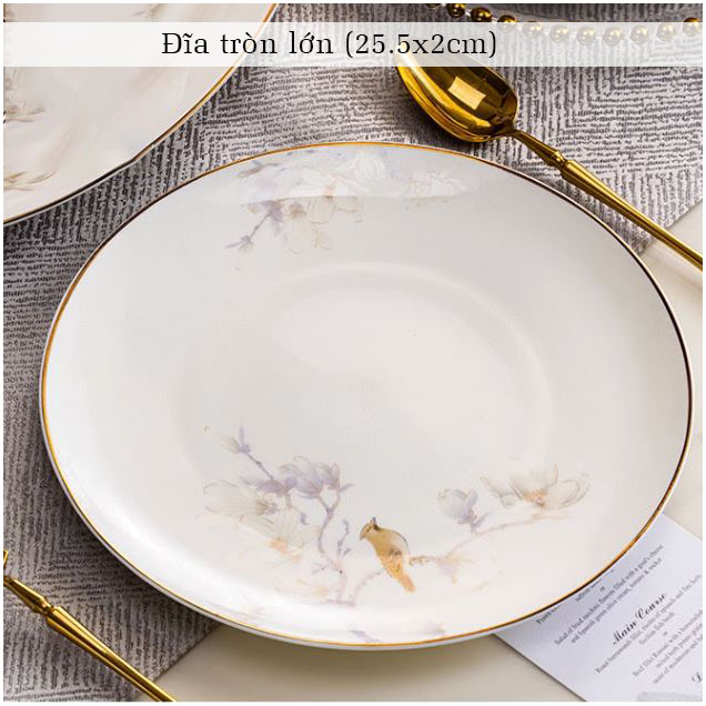 Bộ bát ăn cơm SỨ XƯƠNG Giang Tây cao cấp 60 chi tiết - Bộ chén ăn cơm sang trọng, tinh tế - Bát đĩa mỏng nhẹ nhưng cứng trong và cách nhiệt tốt. Mã GS18