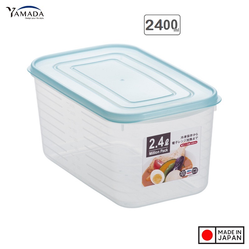 Hộp trữ thức ăn YAMADA bảo quản thực phẩm tủ lạnh, tủ đông chịu nhiệt cao và dùng được trong lò vi ba 2400ml - hàng nhập khẩu chính hãng (MADE IN JAPAN)