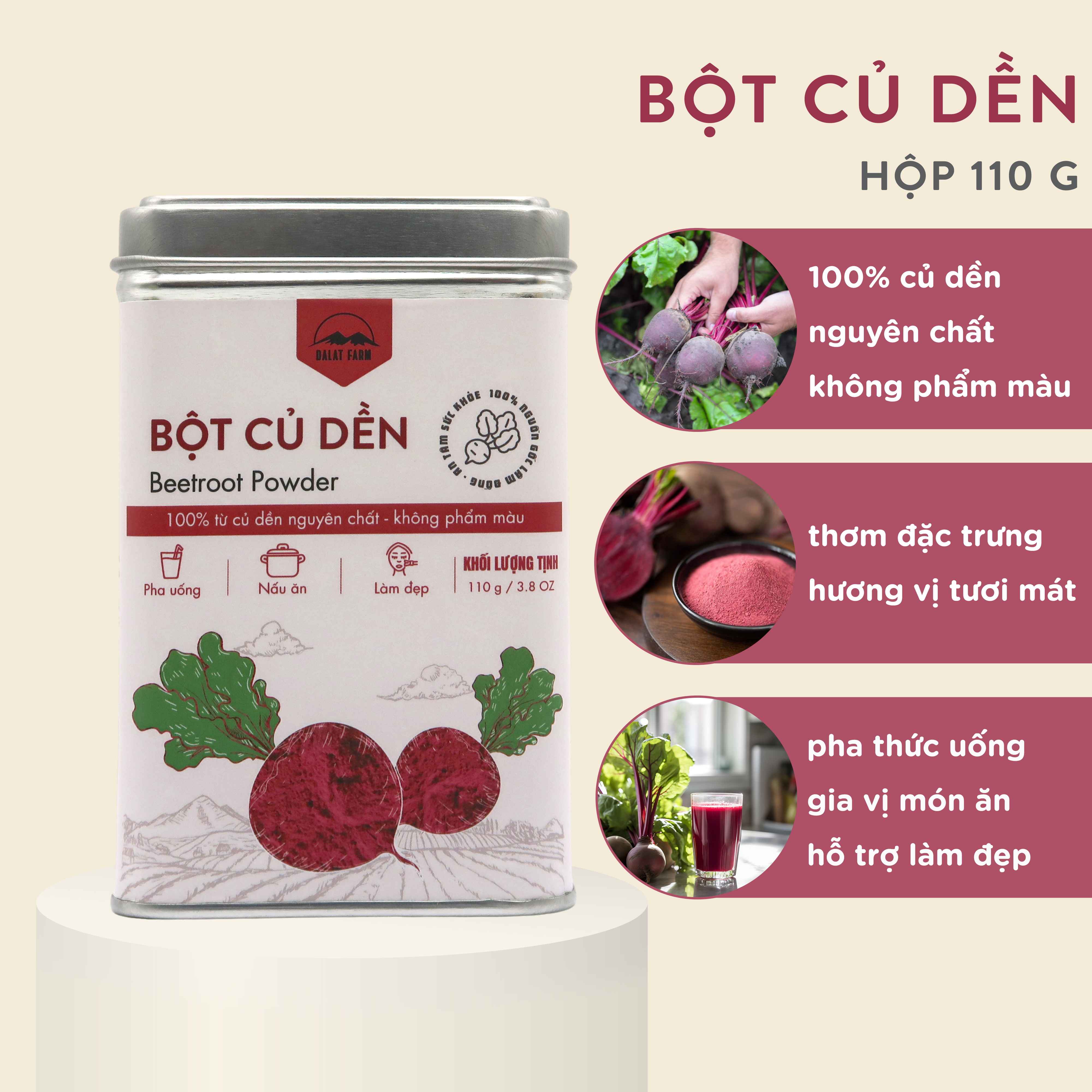 Bột Củ Dền Dalat Farm - Hộp 110 g