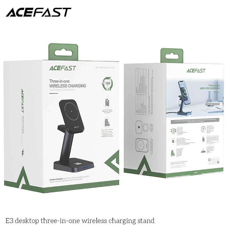Giá đỡ sạc nhanh không dây Acefast 3 in 1 - E3 Hàng chính hãng Acefast