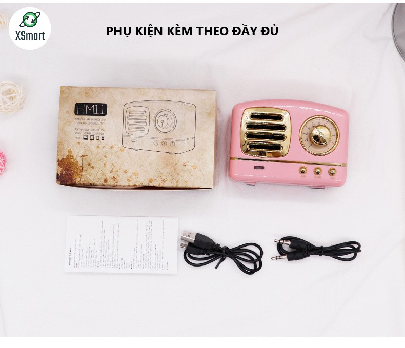 Loa Bluetooth Không Dây Mini Siêu Độc Lạ XSmart Retro Bass HM11 Nâng Cấp Âm Thanh Cực Hay Kiểu Dáng Cổ Điển - Hàng Chính Hãng