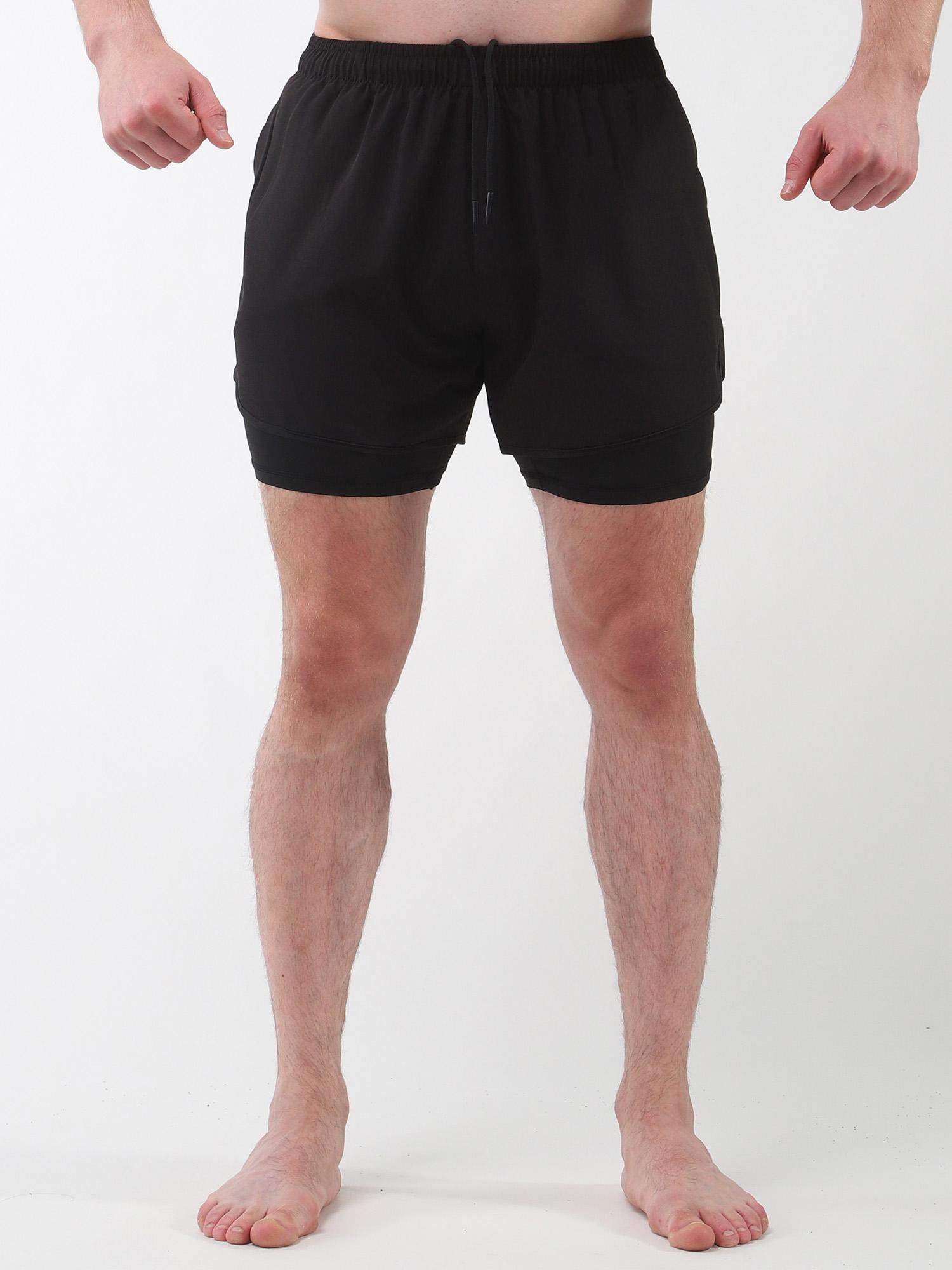 Quần short thể thao nam có lót 2 trong 1 kèm túi Quần short thể dục chạy xe đạp nhanh khô