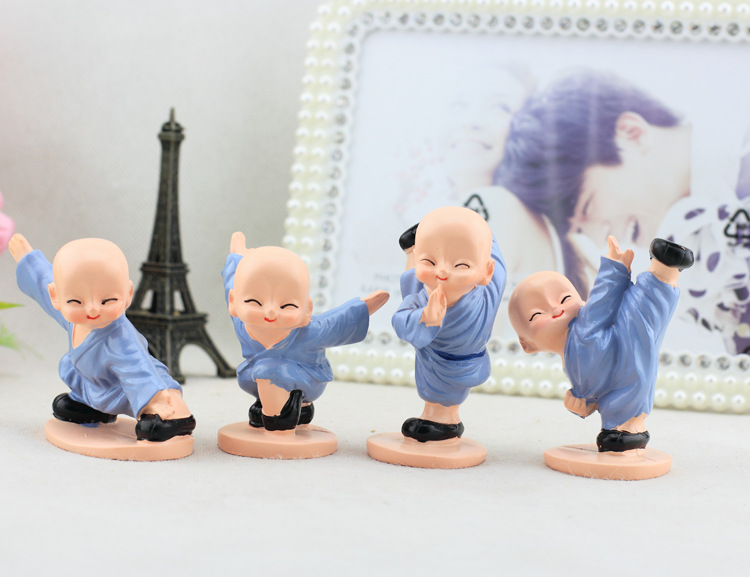 Bộ 4 Chú Tiểu Múa Võ Áo Xanh GROFA - Hàng chính hãng