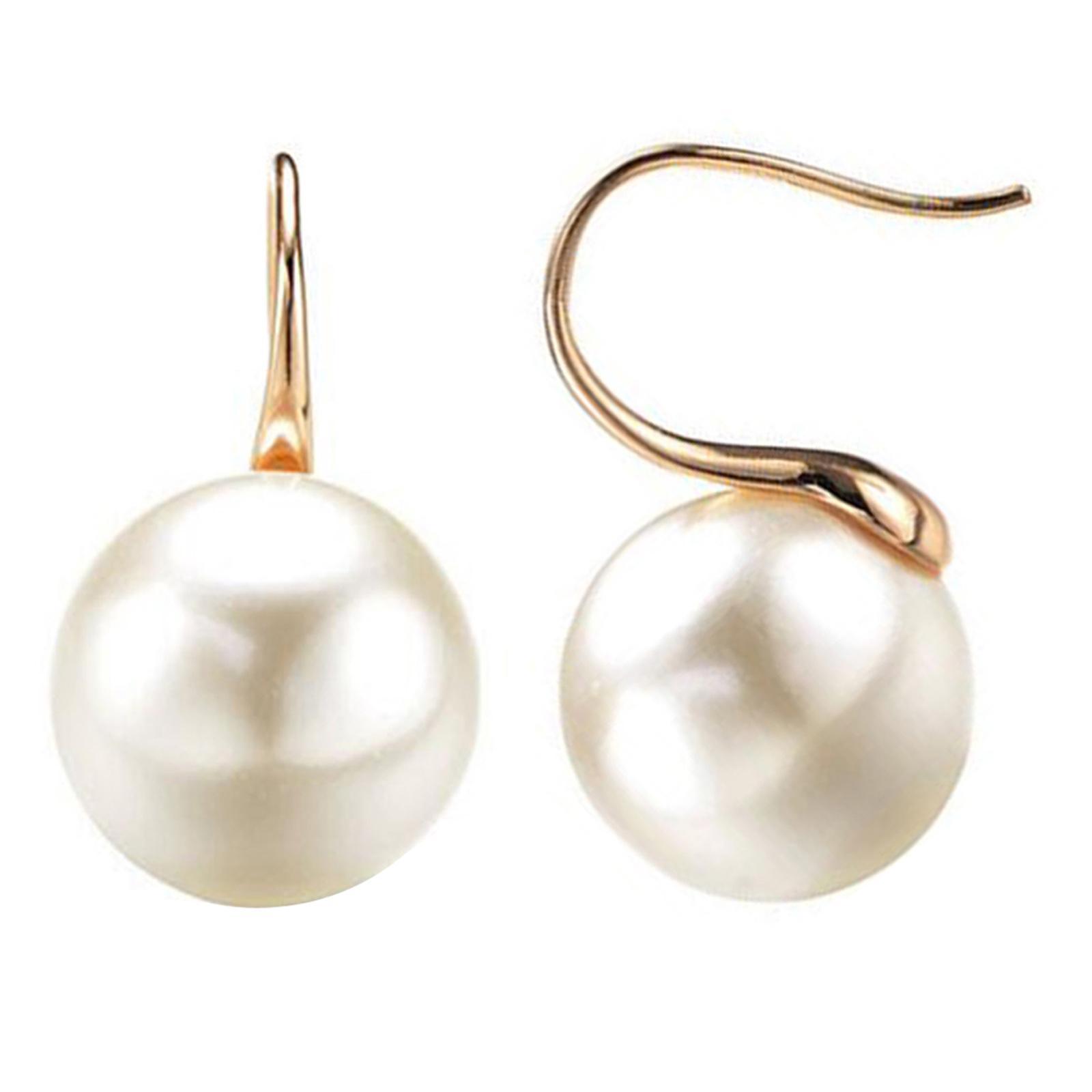 Pearl Earrings Faux Classic Elegant Ear Hook Jewelry Drop Earrings Women