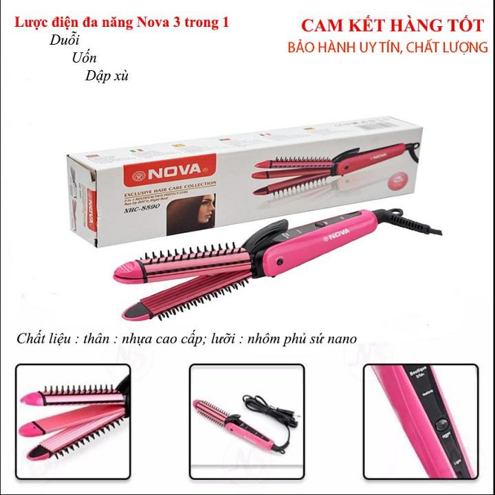 Máy Uốn, Dập Xù, Ép Duỗi Làm Tóc 3 In 1, Lược Điện