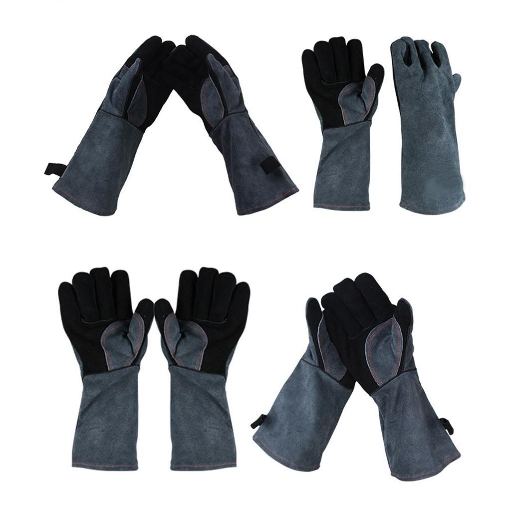Leather Labor Gloves, Working Safety Gloves, Heat Resistant Protective Welding Working Gloves -Black