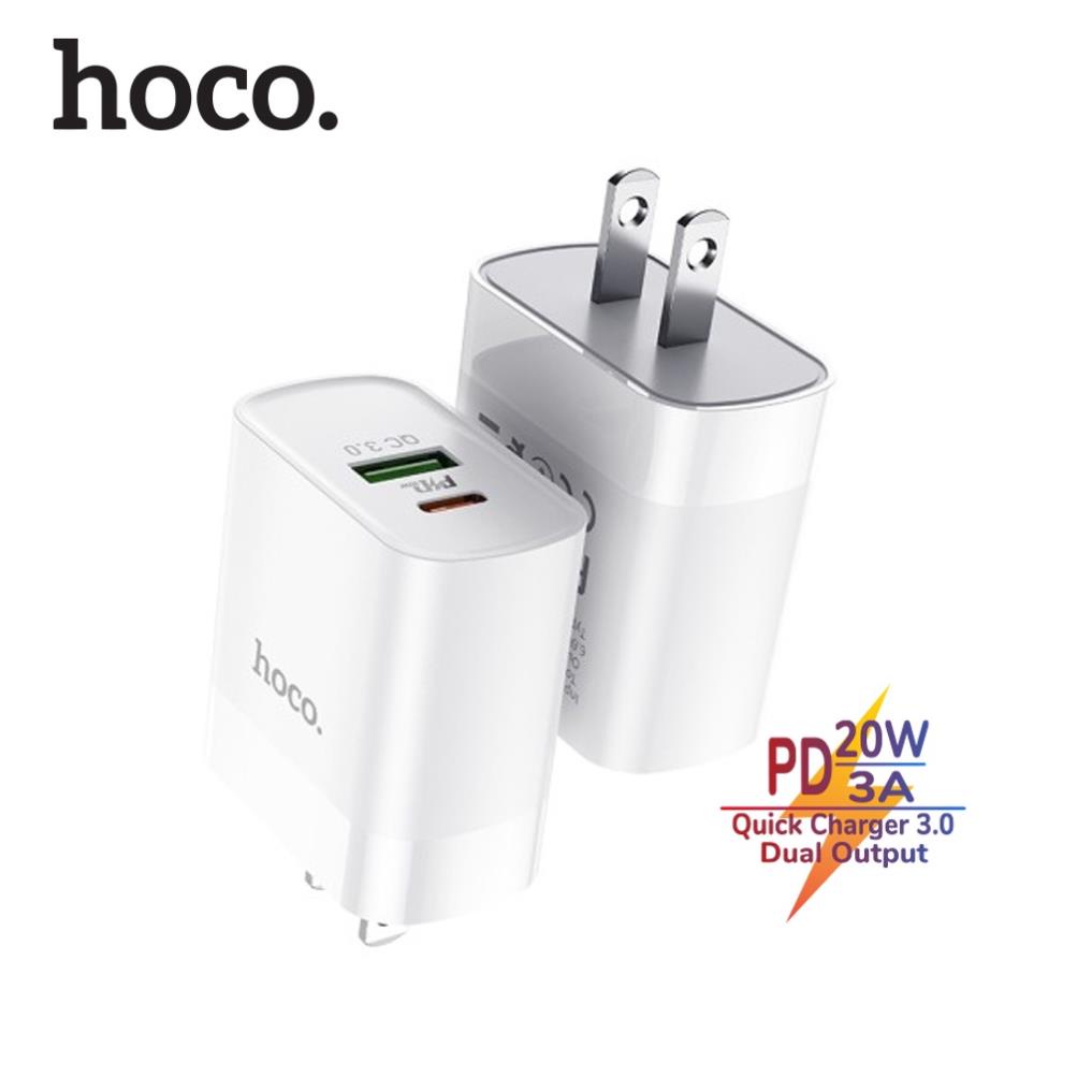 Củ sạc nhanh HOCO C80 20w 2 cổng sạc cho typeC và USB dùng cho ip, ss