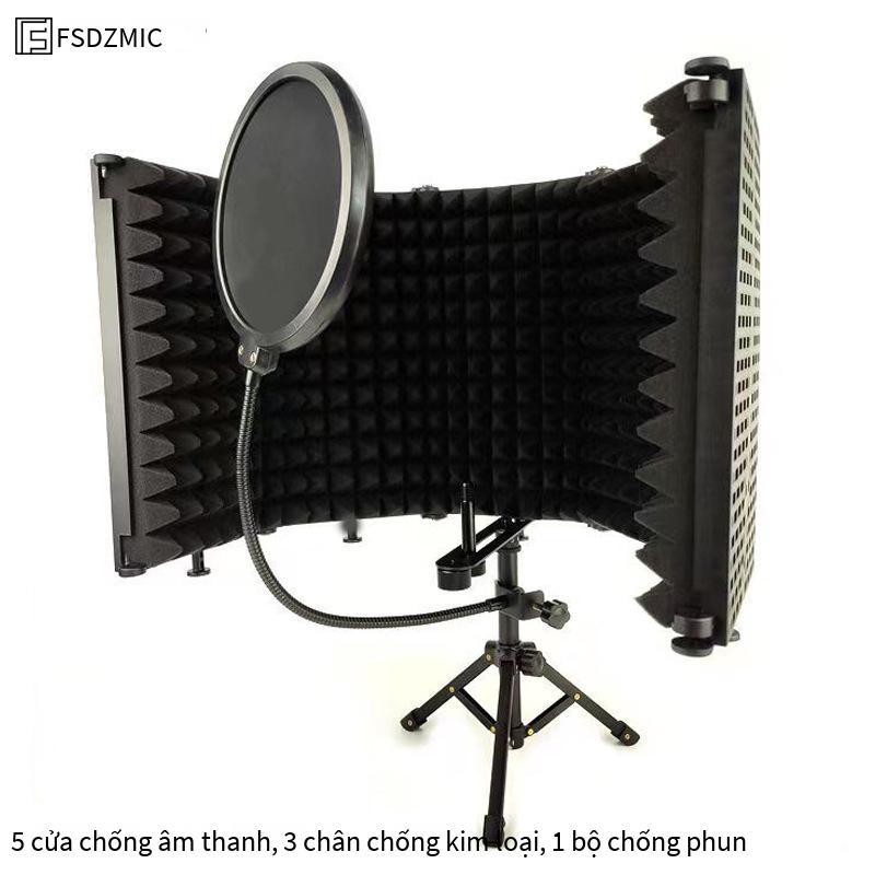 Phong cách mới nhất bằng nhựa ba cửa năm cửa micrô cách âm vỏ phòng thu micrô chống gió màn hình ghi âm bài hát giảm tiếng ồn vỏ cách âm