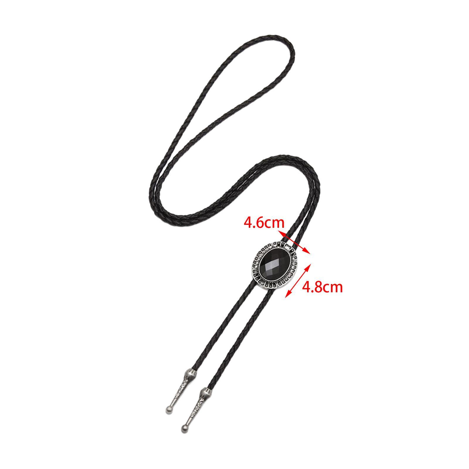 Bolo Tie Sweater Chain, Fashion Retro Adjustable Alloy Pendant Western Cowboy PU Leather Rope, Necktie Necklace for Holidays Birthday Gift Men