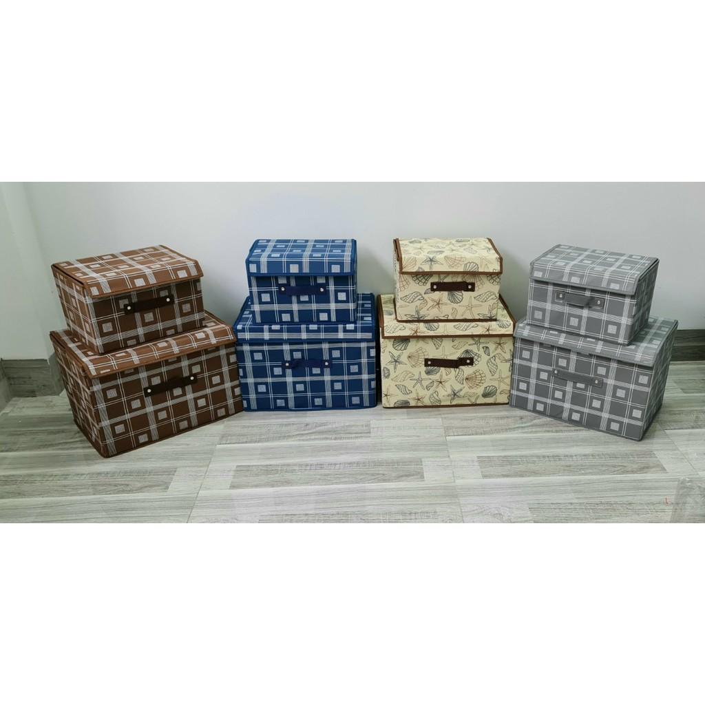 Combo 2 hộp vải đa năng có nắp giúp tiết kiệm không gian nhà