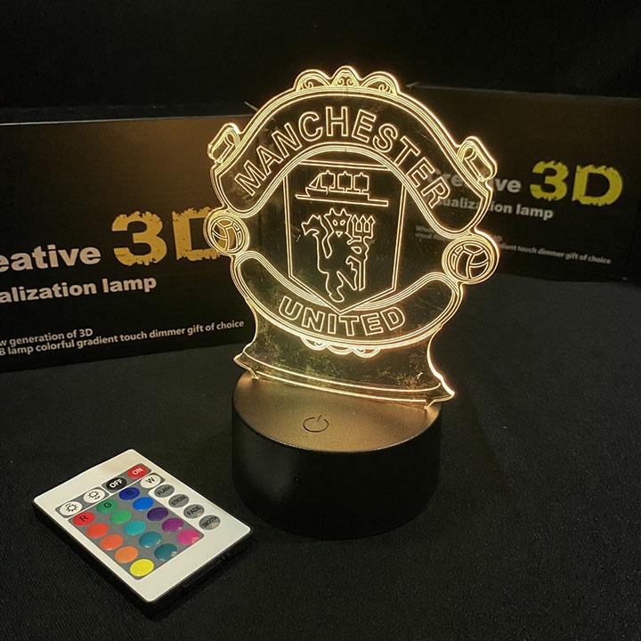 Đèn led 3D USB logo Manchester United ĐÈN NGỦ ĐÈN TRANG TRÍ 16 MÀU CÓ ĐIỂU CHUYỂN CHẾ ĐỘ MÀU