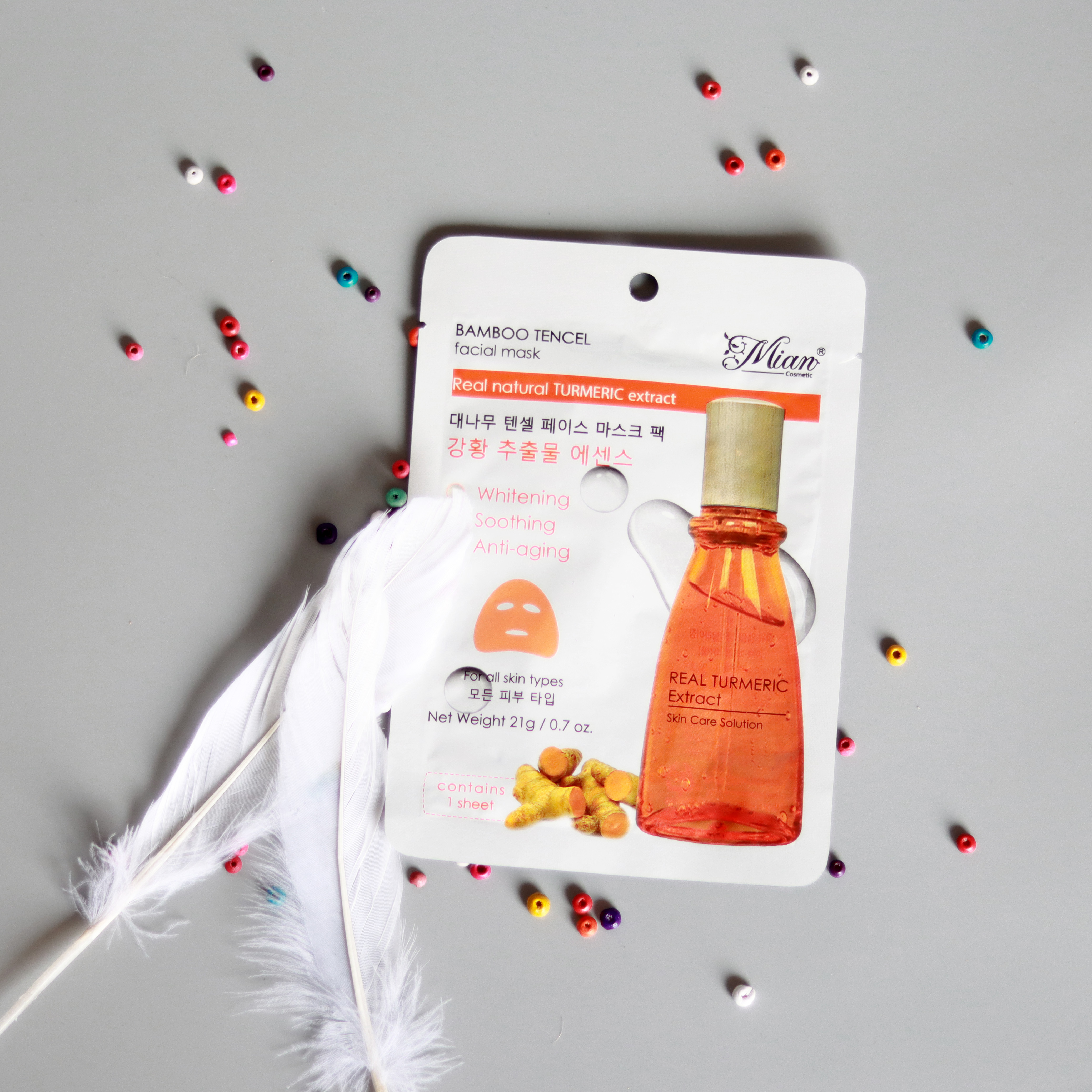 Mặt Nạ Dưỡng Da Mian Bamboo Tencel Mask Turmeric Chiết Xuất Nghệ Tươi 21g