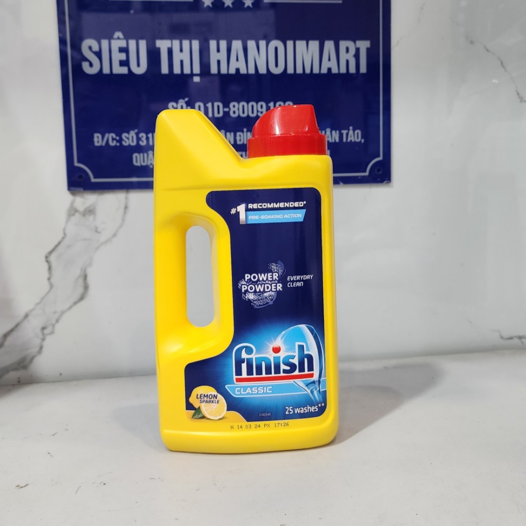 Bột Rửa Chén Bát Hương Chanh Finish Classic Power Powder Lemon Sparkle Chai 1 Kg