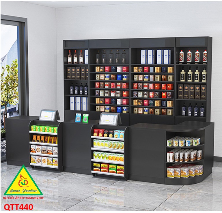 Bàn tính tiền, quầy thu ngân cho cửa hàng tiện lợi, siêu thị mini, shop QTT440 - NỘI THẤT LẮP RÁP VIENDONGADV