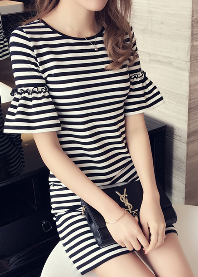 Đầm Nữ Kẻ Ngang Dáng Ôm HOT 2019 - DN02