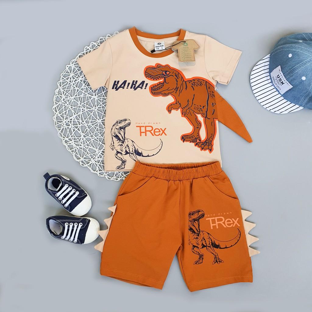 Bộ tay ngắn cotton 4 chiều họa tiết khủng long T rex siêu ngầu size 1-8 , 8-23kg chothanhly shop