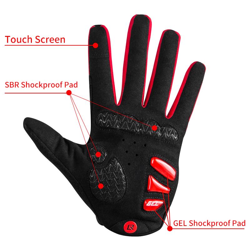 ROCKBROS Chống Gió Găng Tay Xe Đạp Cảm Ứng Màn Hình Đi Xe MTB Xe Đạp Xe Đạp Găng Tay Giữ Nhiệt Ấm Áp Xe Máy Thu Đông Xe Đạp Găng Tay
