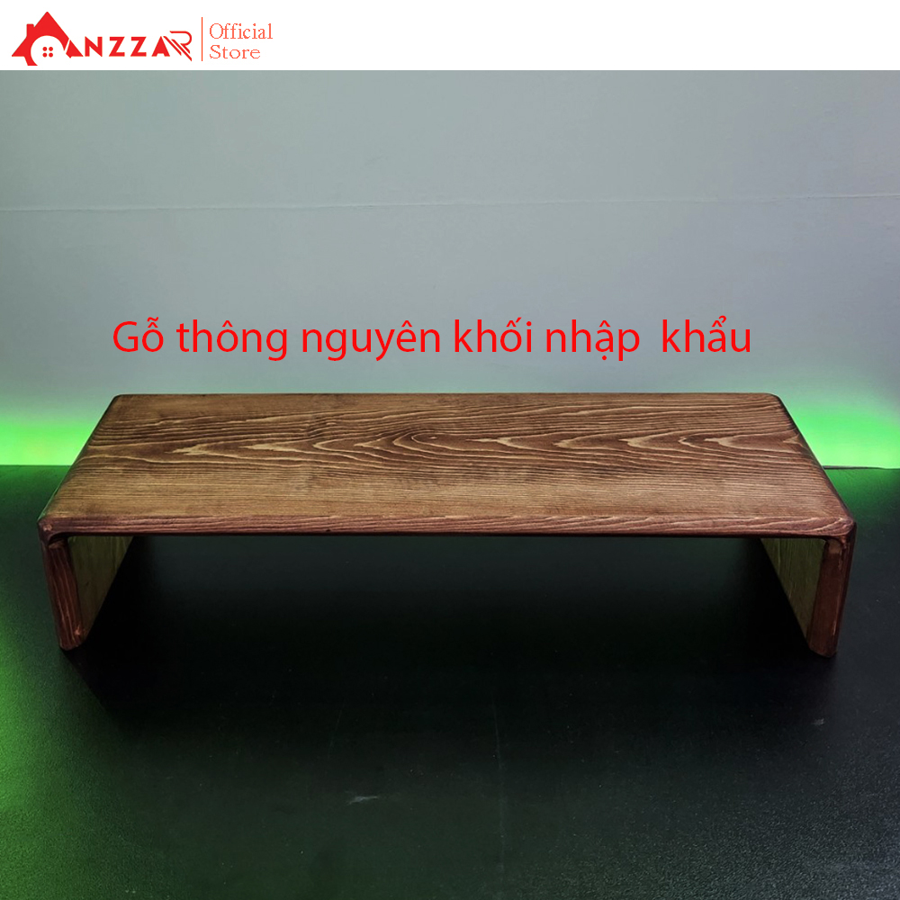 Kệ Màn Hình Máy Tính PC Màu Nâu Rustic Kệ Gỗ Tự Nhiên Kê Màn Hình Uốn Cong Độc Đáo Sang Trọng Anzzar-07