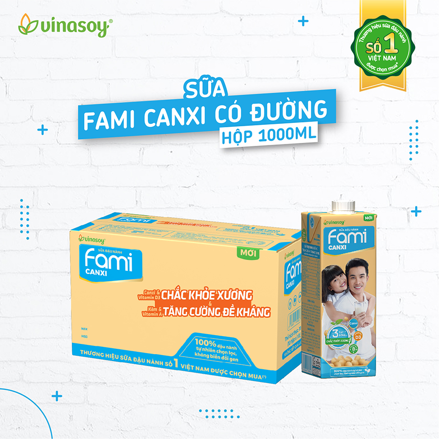 Thùng 10 Hộp Sữa đậu nành Fami Canxi (1000ml/Hộp)