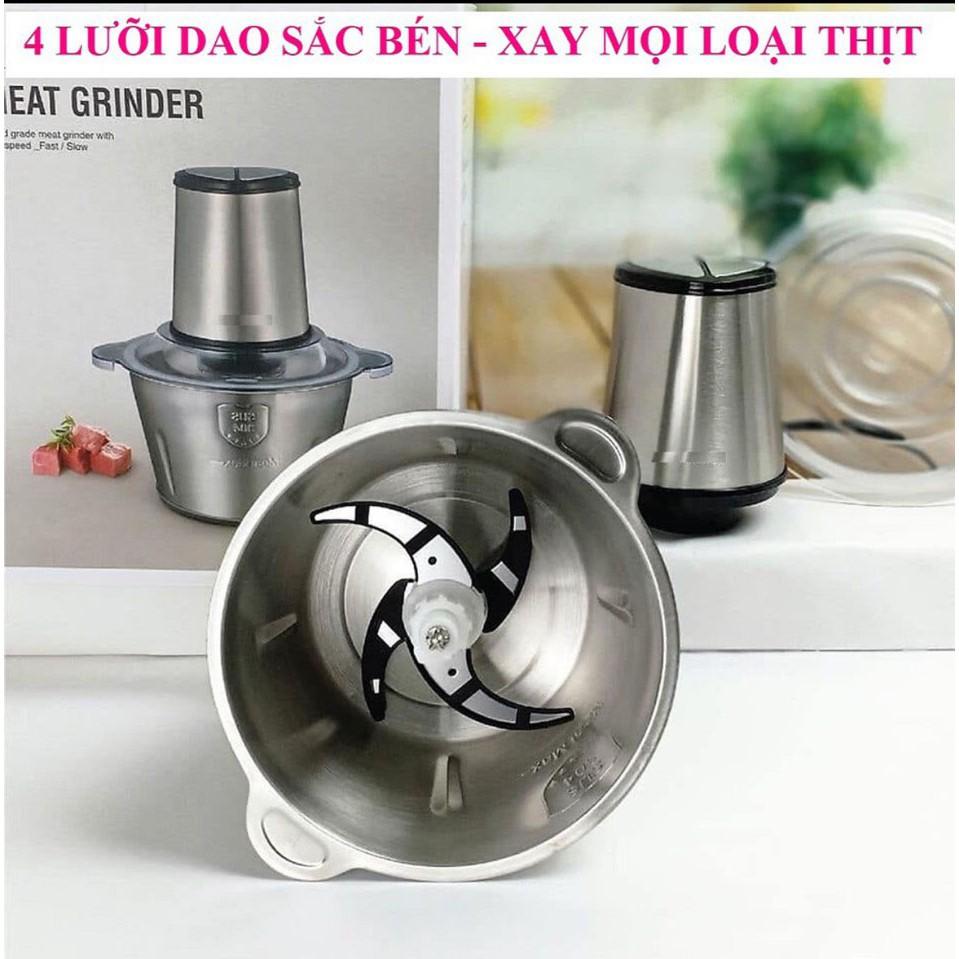 Máy Xay Cầm Tay Cối Inox 4 Lưỡi Đa Năng - Máy Xay Sinh Tố Xay Thịt Tỏi Ớt Rau Củ Quả Công suất 250W