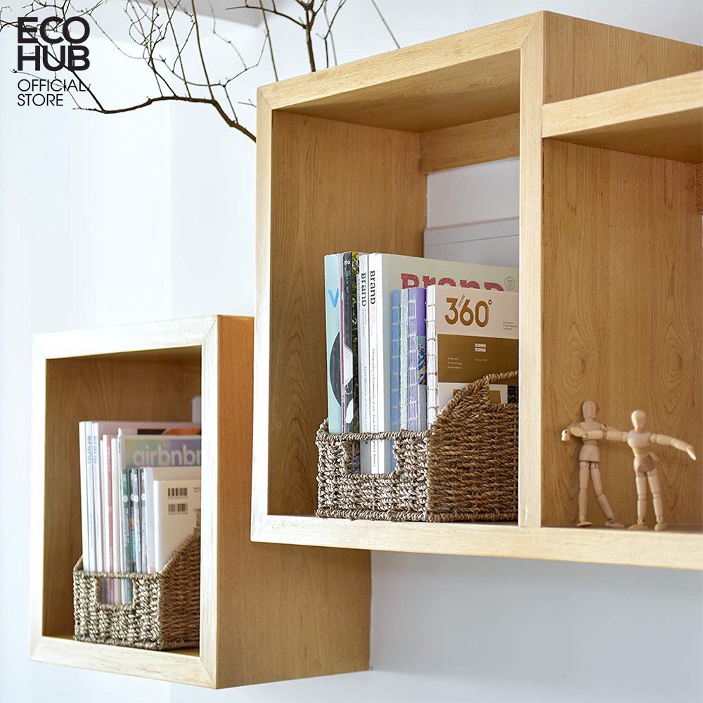Giỏ cói đựng sách, vở, tài liệu, hồ sơ ECOHUB 18x25x20 cm