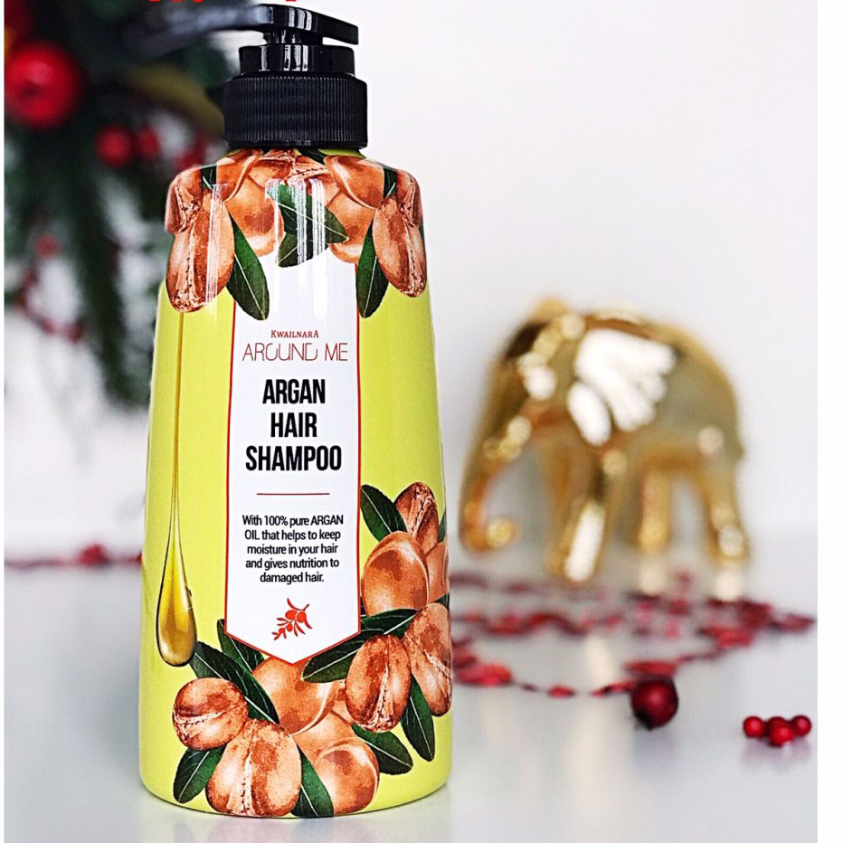 Cặp dầu gội - dầu xả thảo dược Around Me Argan Hair Hàn Quốc 500ml + Móc khóa