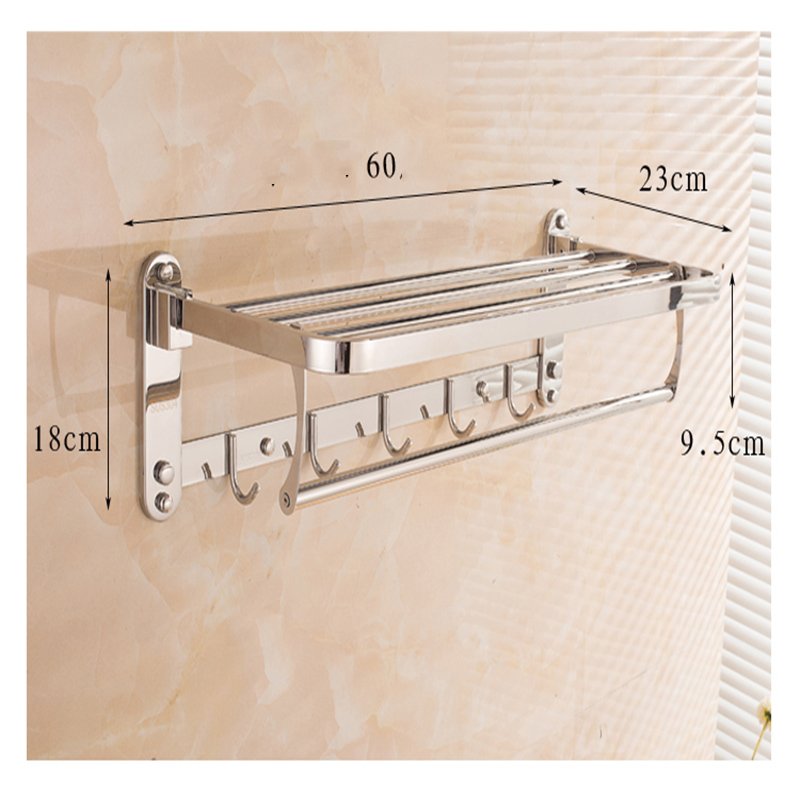 Giá treo khăn - Kệ vắt Khăn tắm, Giá treo khăn tắm inox 304 OENON Đa năng 2 tầng, có móc treo quần áo Cao Cấp - GL60