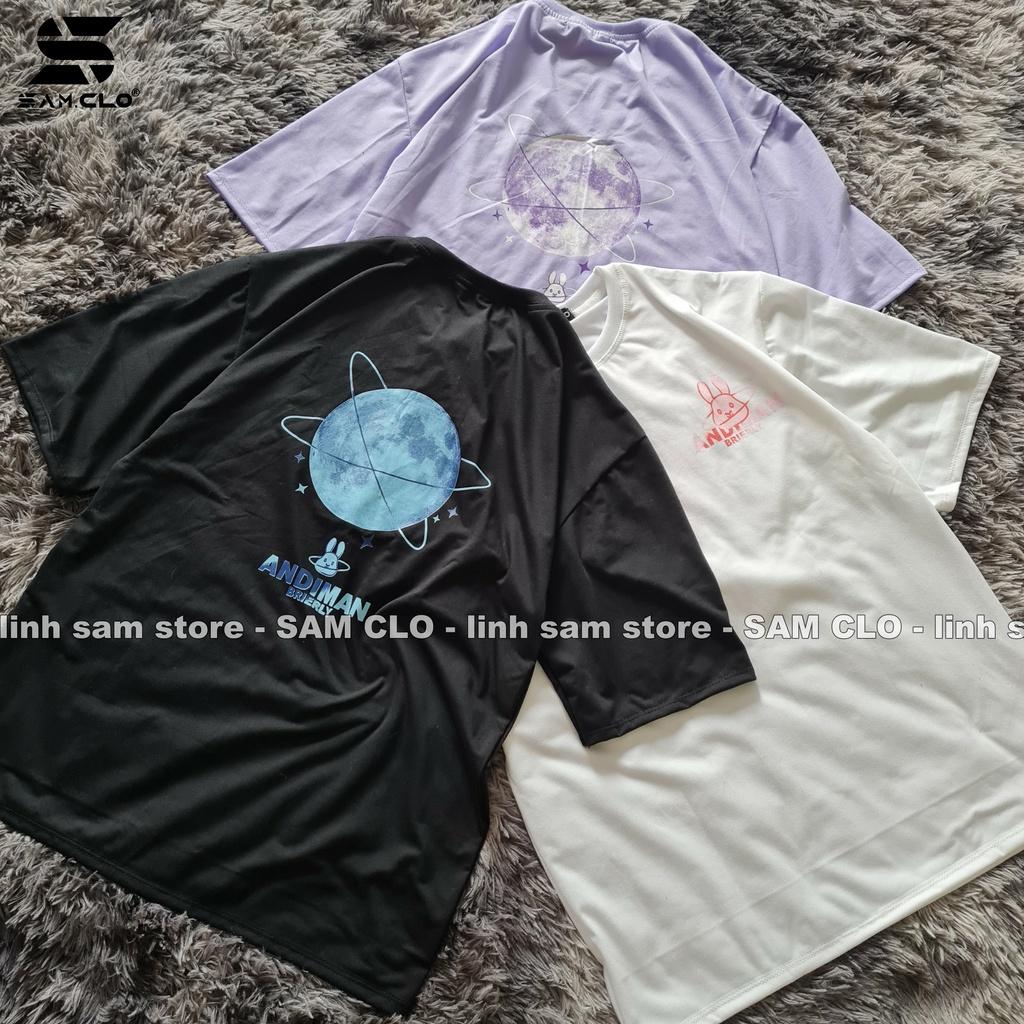 Áo thun tay lỡ nam nữ SAM CLOphông form rộng dáng Unisex - mặc cặp, nhóm, lớp in hình MẶT TRĂNG - THỎ ADINMAN