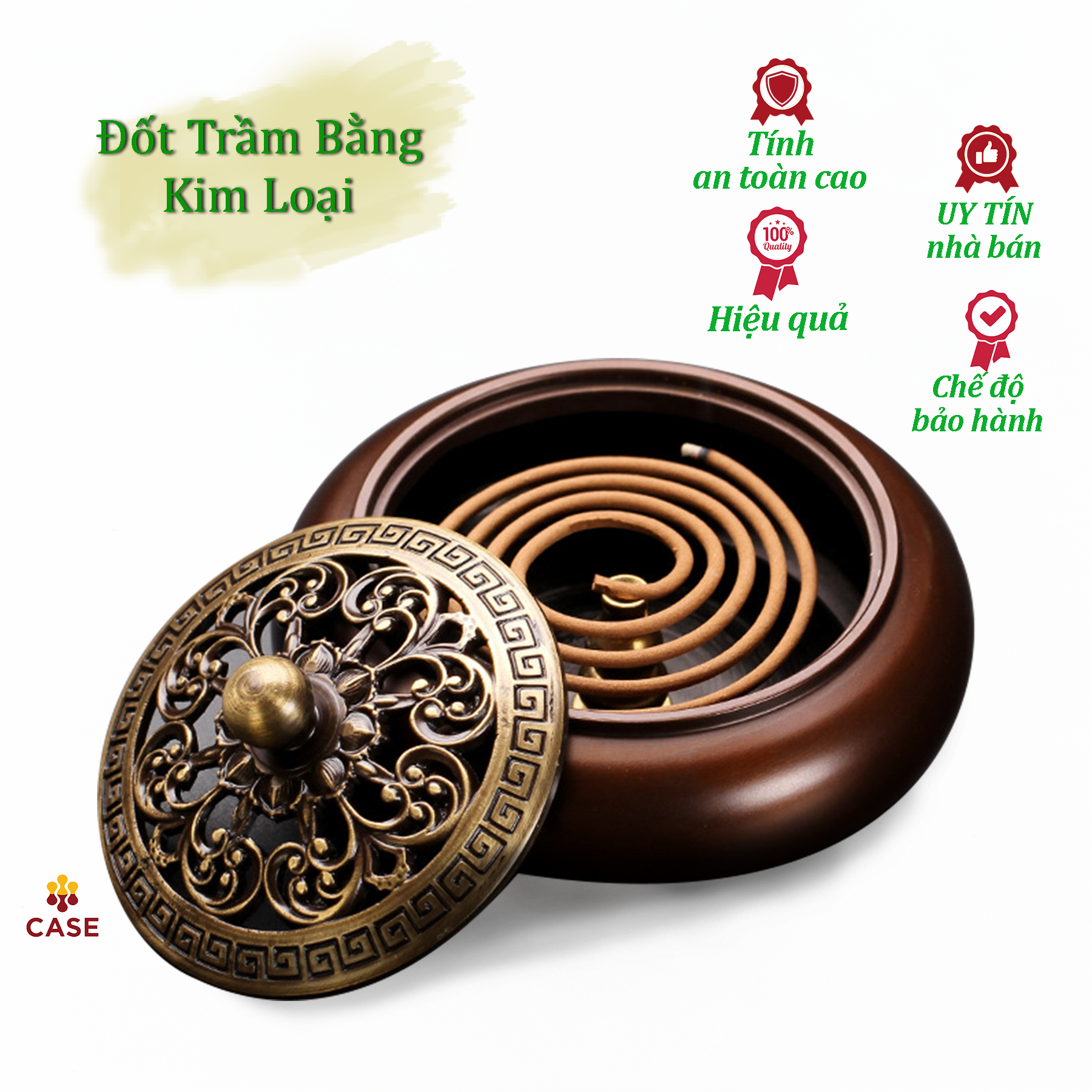 Lư Đốt Trầm Hương, Lư Hương Xông Trầm Bằng Đồng Nhỏ Gọn Sang Trọng KL01