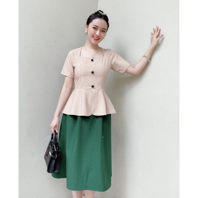 SÉT BỘ ÁO PEPLUM PHỐI CHÂN VÁY